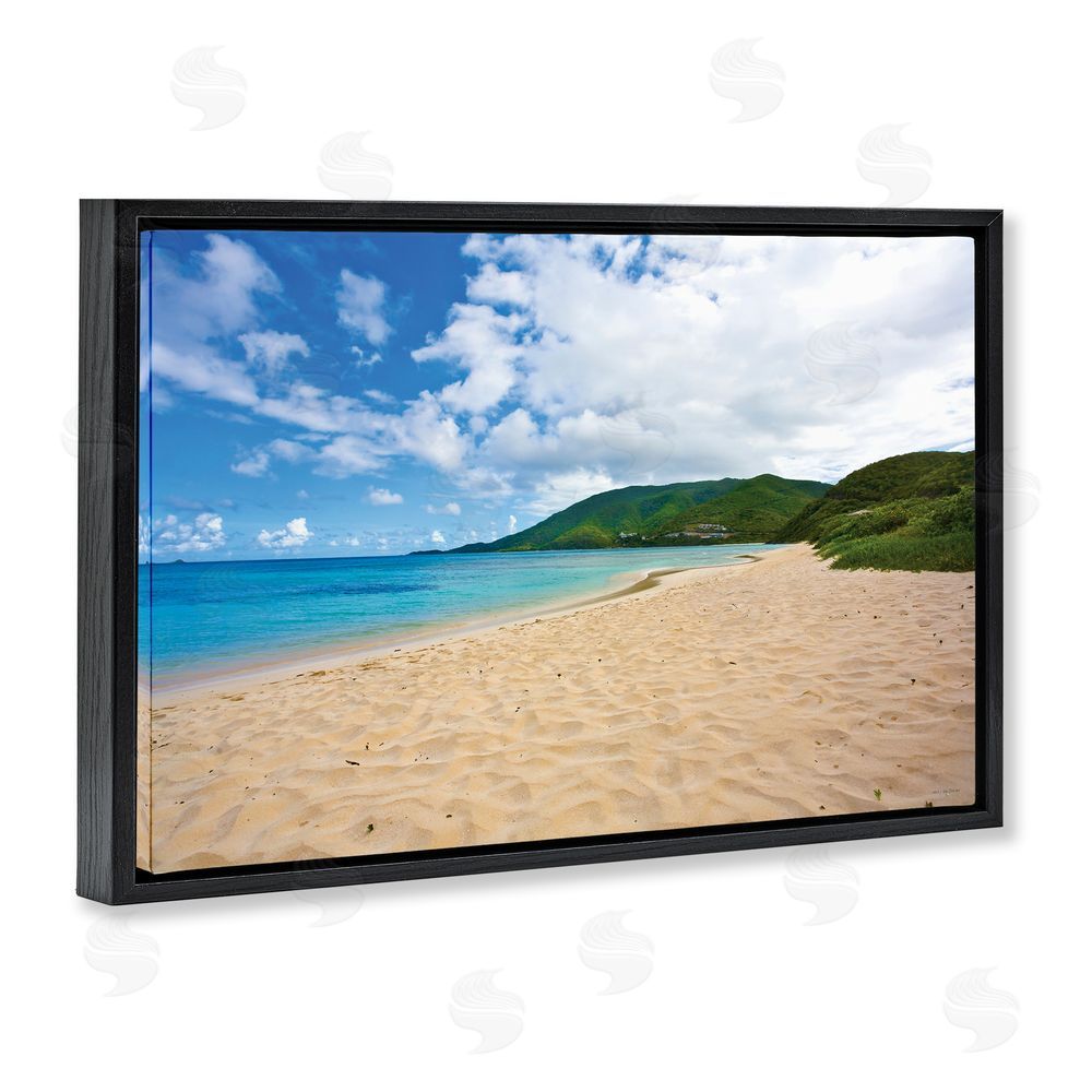 Seven Trees Design Coastal Caribbean Beach Black Floating Frame Canvas Wall Art Print