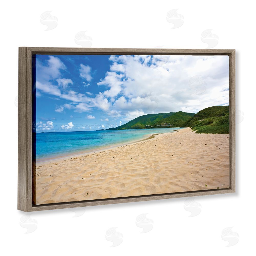 Seven Trees Design Coastal Caribbean Beach Brown Floating Frame Canvas Wall Art Print