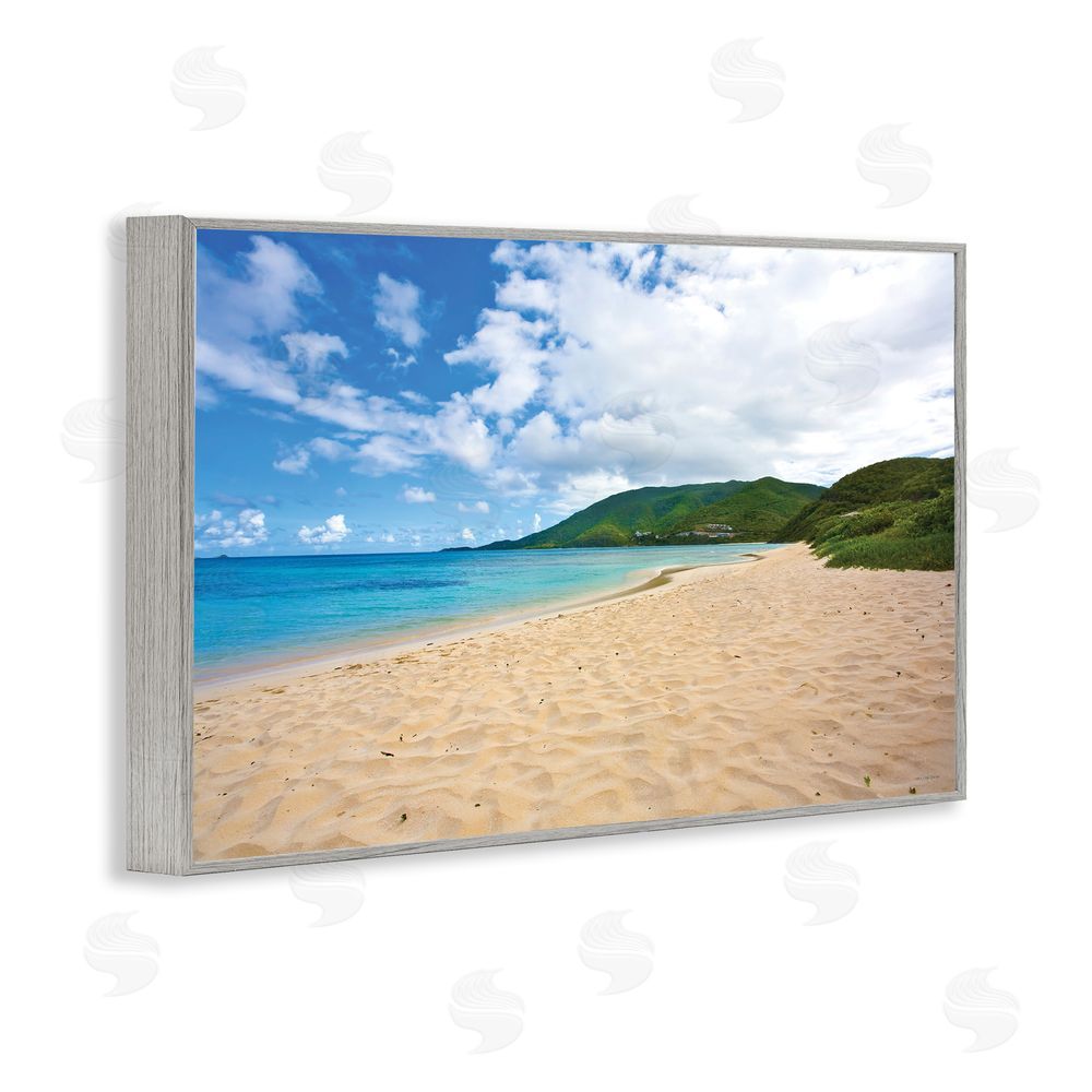 Seven Trees Design Coastal Caribbean Beach Gray Framed Giclee Wall Art Print