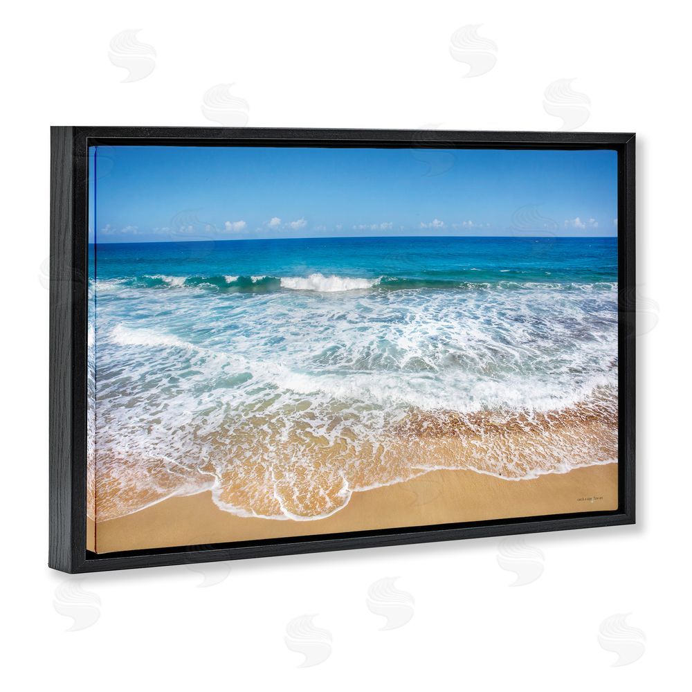 Seven Trees Design Rugged Shoreline Tides Black Floating Frame Canvas Wall Art Print
