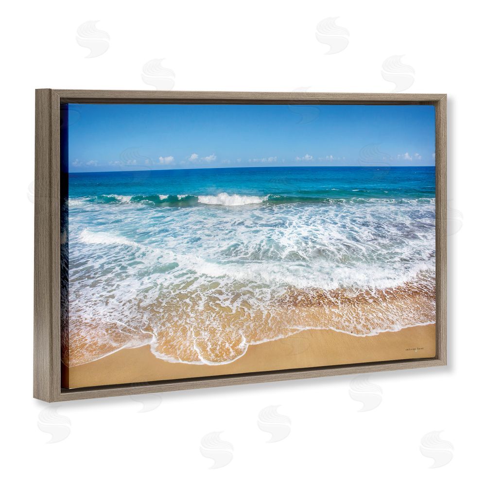 Seven Trees Design Rugged Shoreline Tides Brown Floating Frame Canvas Wall Art Print
