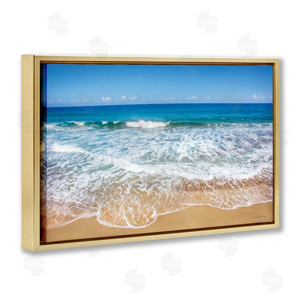 Seven Trees Design Rugged Shoreline Tides Gold Floating Frame Canvas Wall Art Print