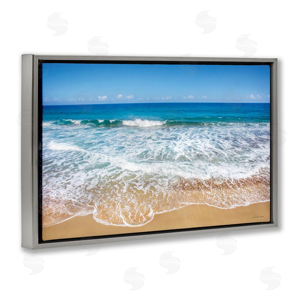 Seven Trees Design Rugged Shoreline Tides Gray Floating Frame Canvas Wall Art Print