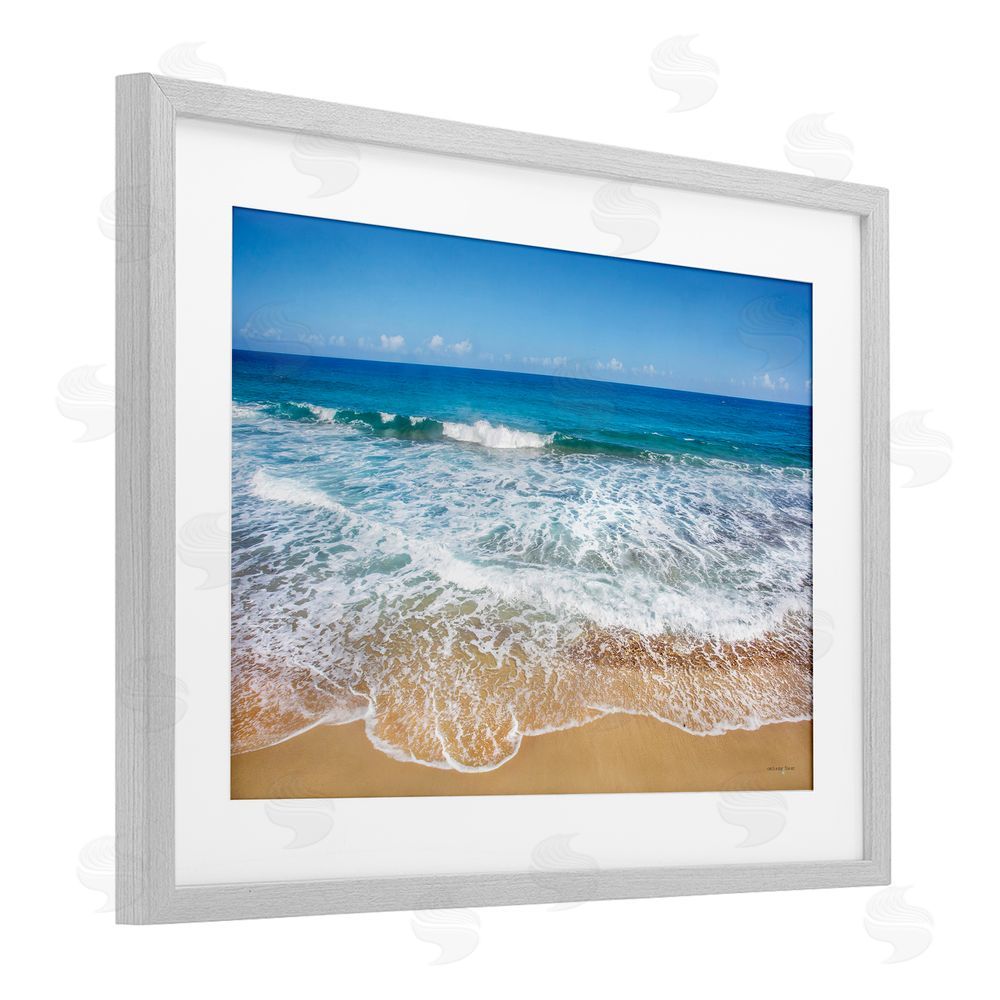 Seven Trees Design Rugged Shoreline Tides Gray Framed Print Under Glass with White Mat Wall Art