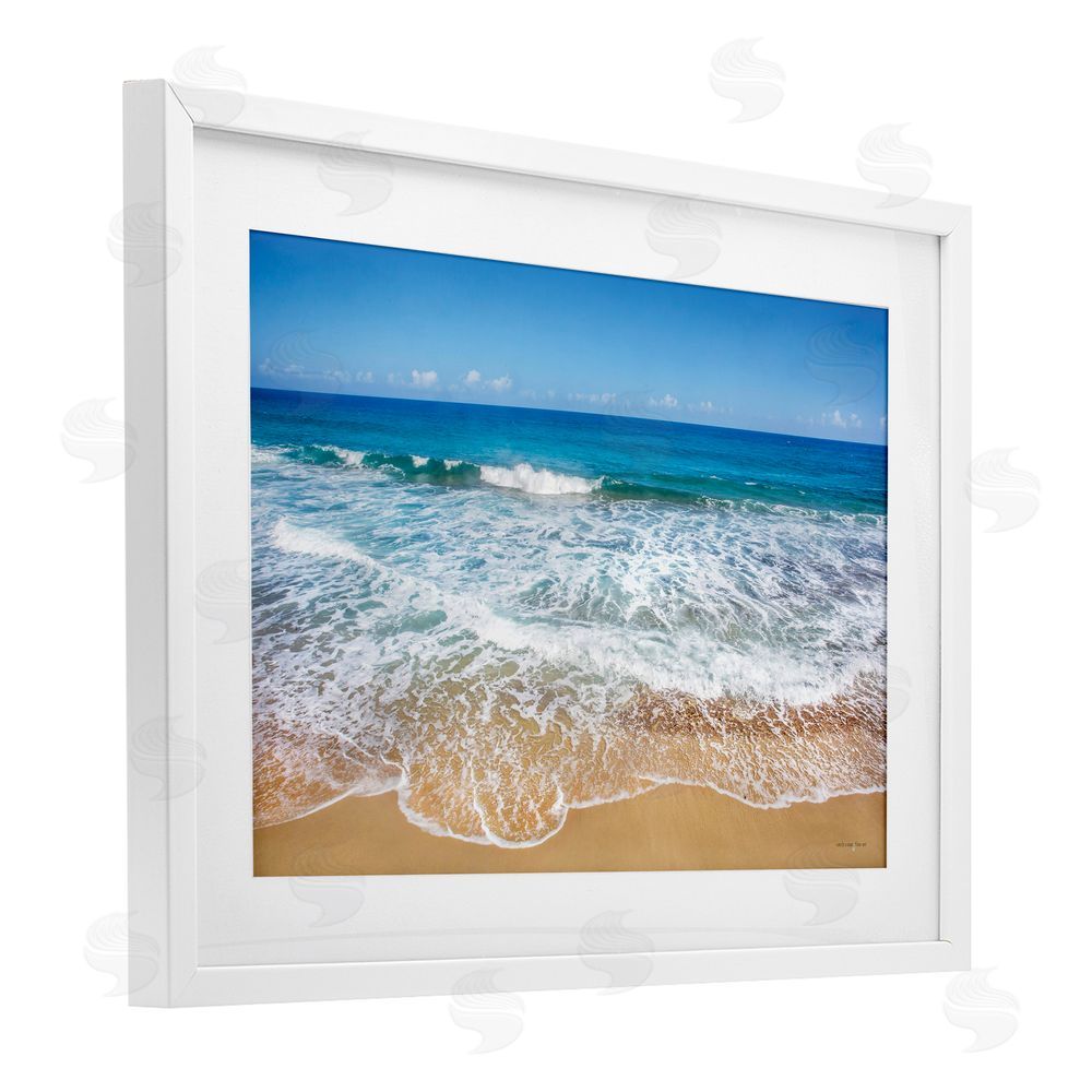 Seven Trees Design Rugged Shoreline Tides White Framed Print Under Glass with Mat Wall Art