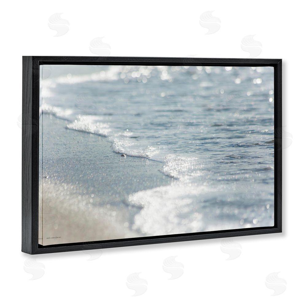 Seven Trees Design Ocean's Kiss Shoreline Black Floating Frame Canvas Wall Art Print