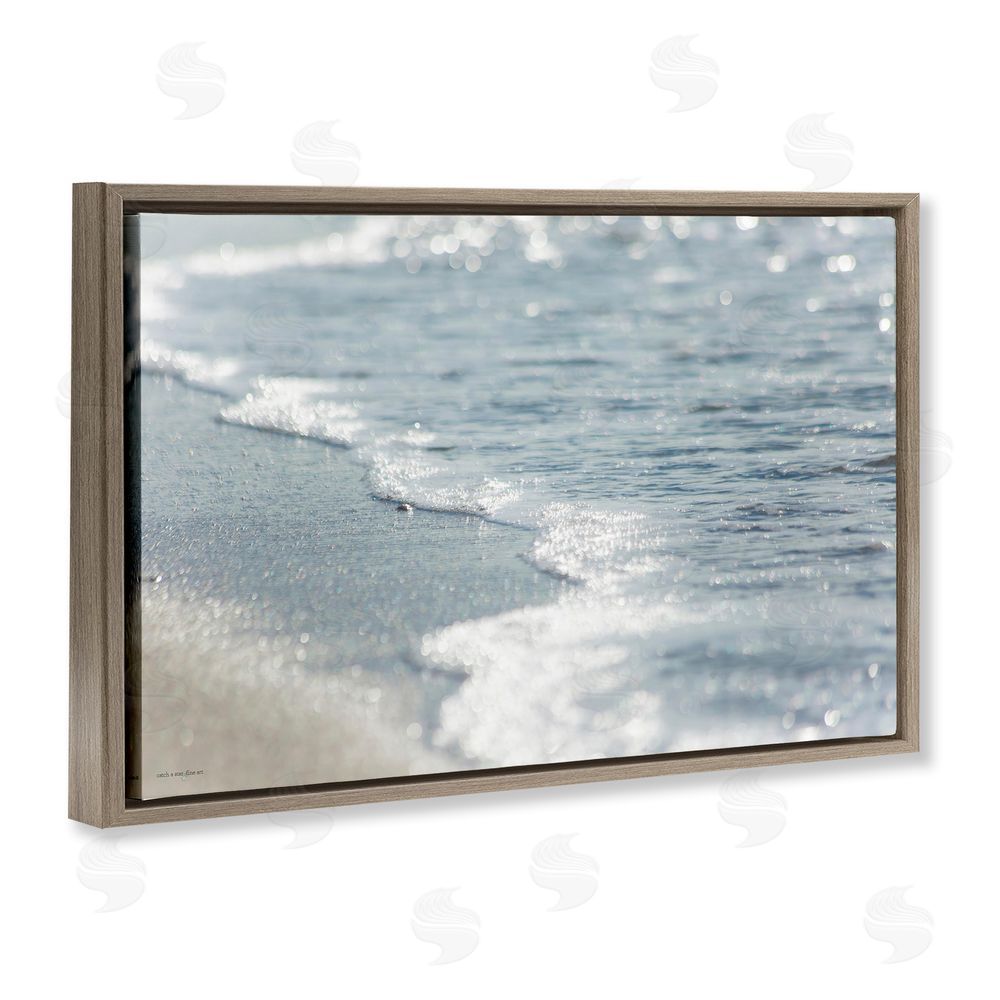 Seven Trees Design Ocean's Kiss Shoreline Brown Floating Frame Canvas Wall Art Print