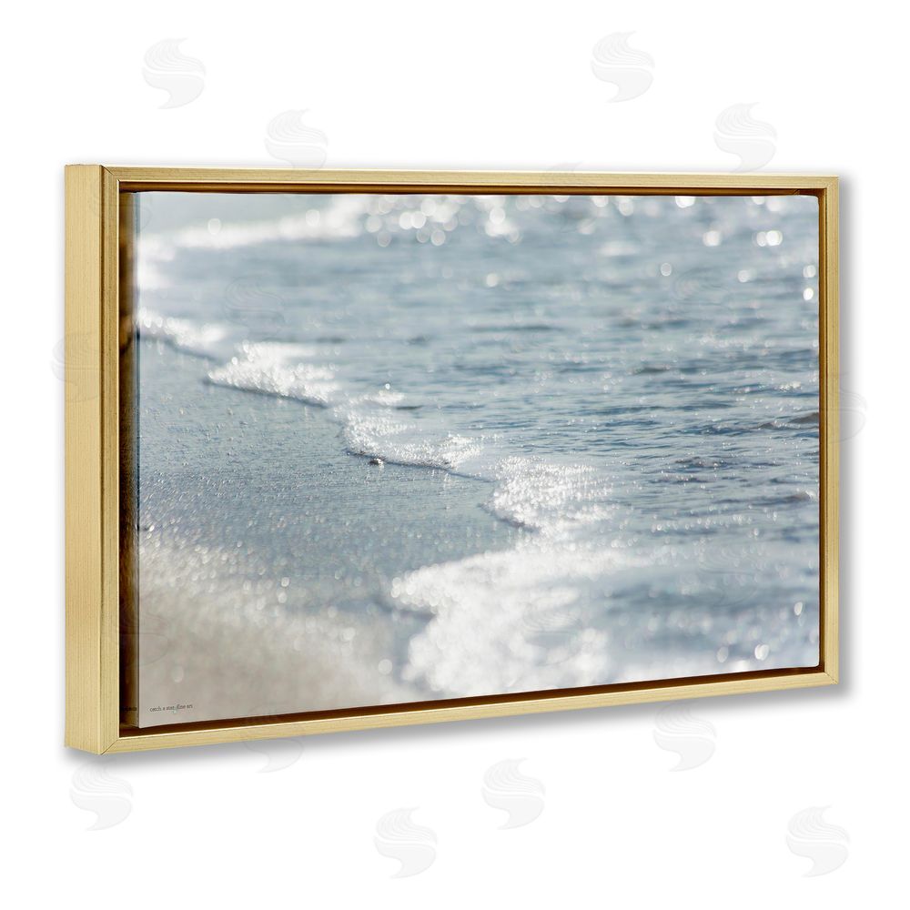 Seven Trees Design Ocean's Kiss Shoreline Gold Floating Frame Canvas Wall Art Print