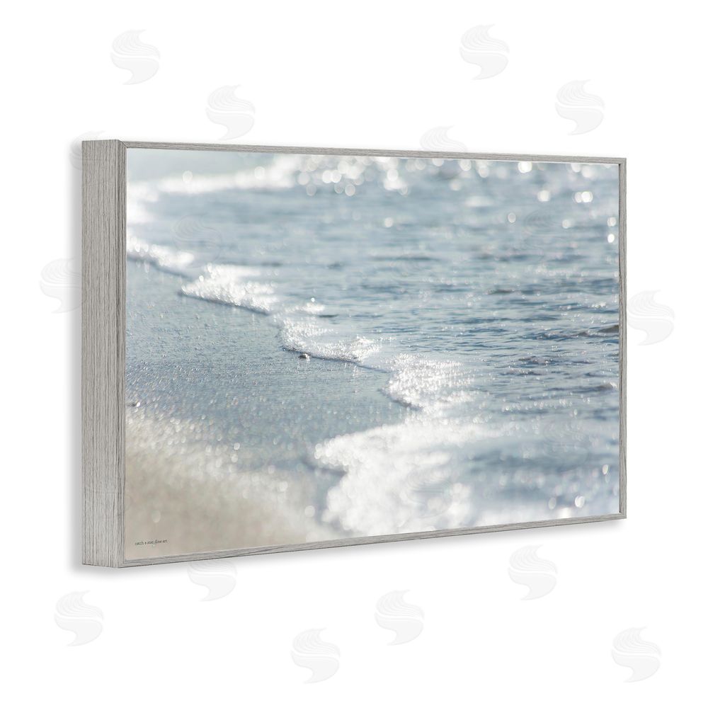 Seven Trees Design Ocean's Kiss Shoreline Gray Framed Giclee Wall Art Print