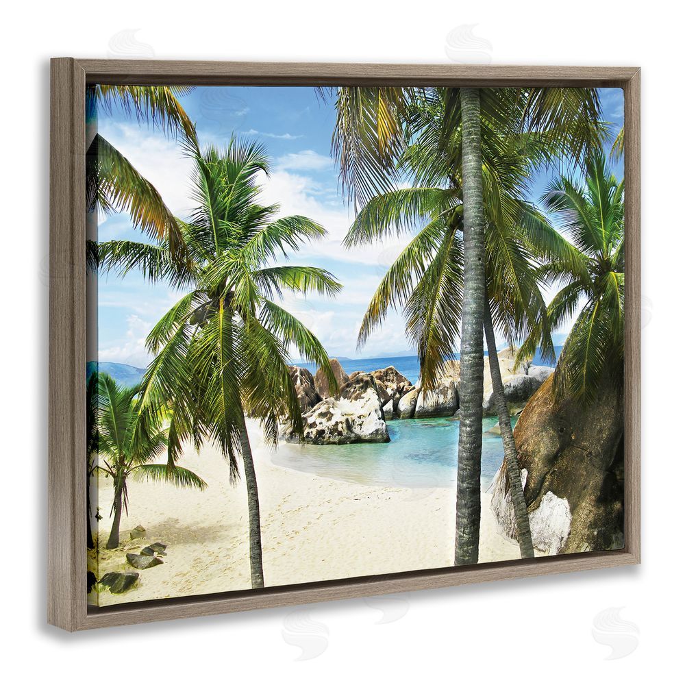Seven Trees Design Spring Bay Hidden Cove Brown Floating Frame Canvas Wall Art Print