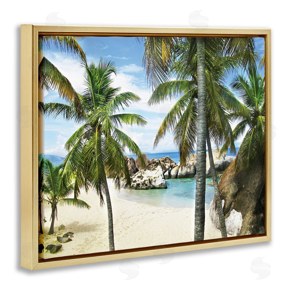 Seven Trees Design Spring Bay Hidden Cove Gold Floating Frame Canvas Wall Art Print