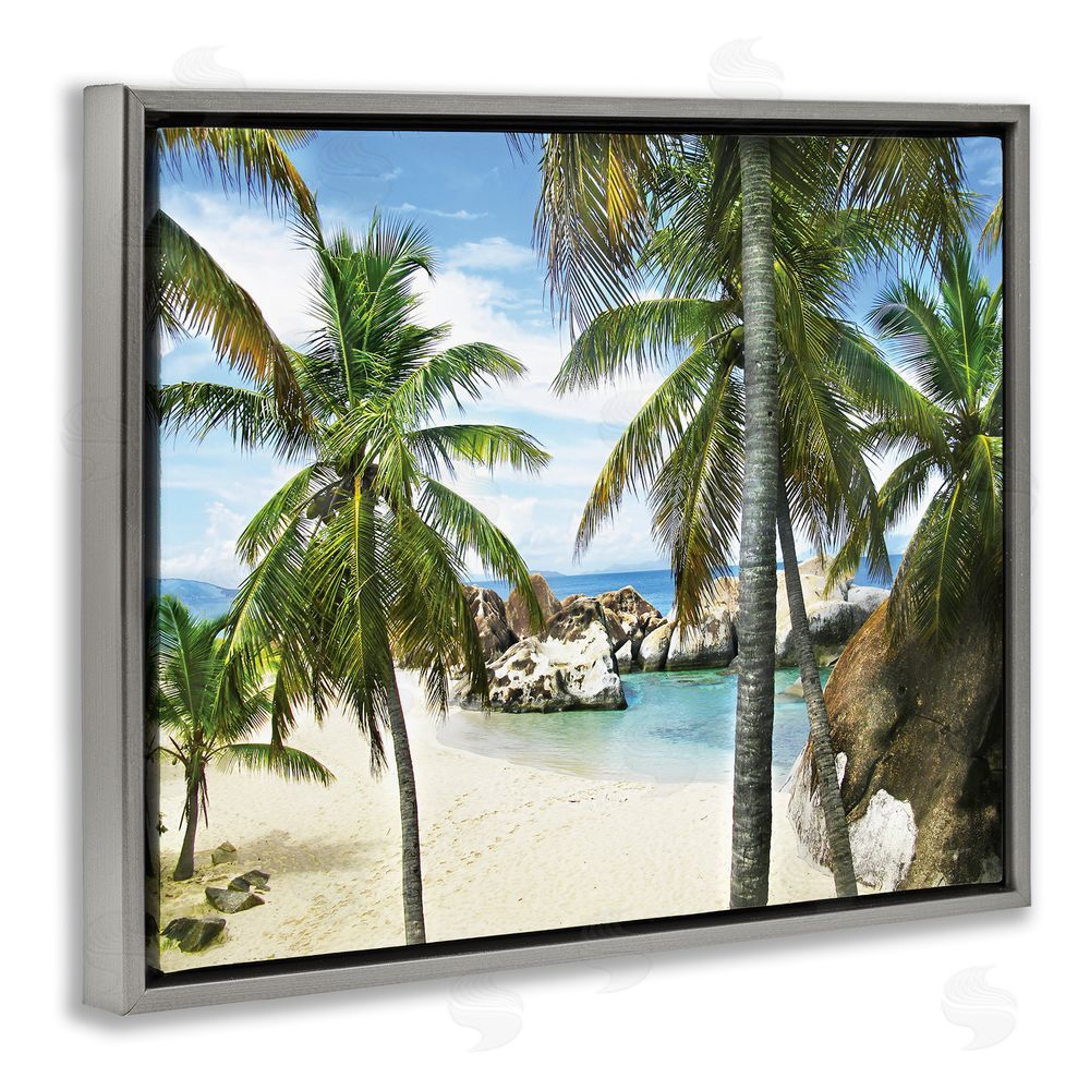 Seven Trees Design Spring Bay Hidden Cove Gray Floating Frame Canvas Wall Art Print