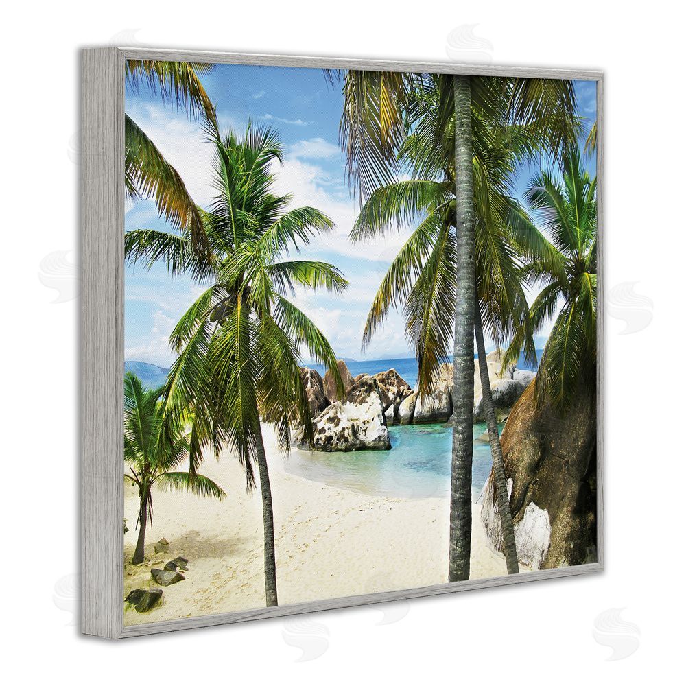 Seven Trees Design Spring Bay Hidden Cove Gray Framed Giclee Wall Art Print