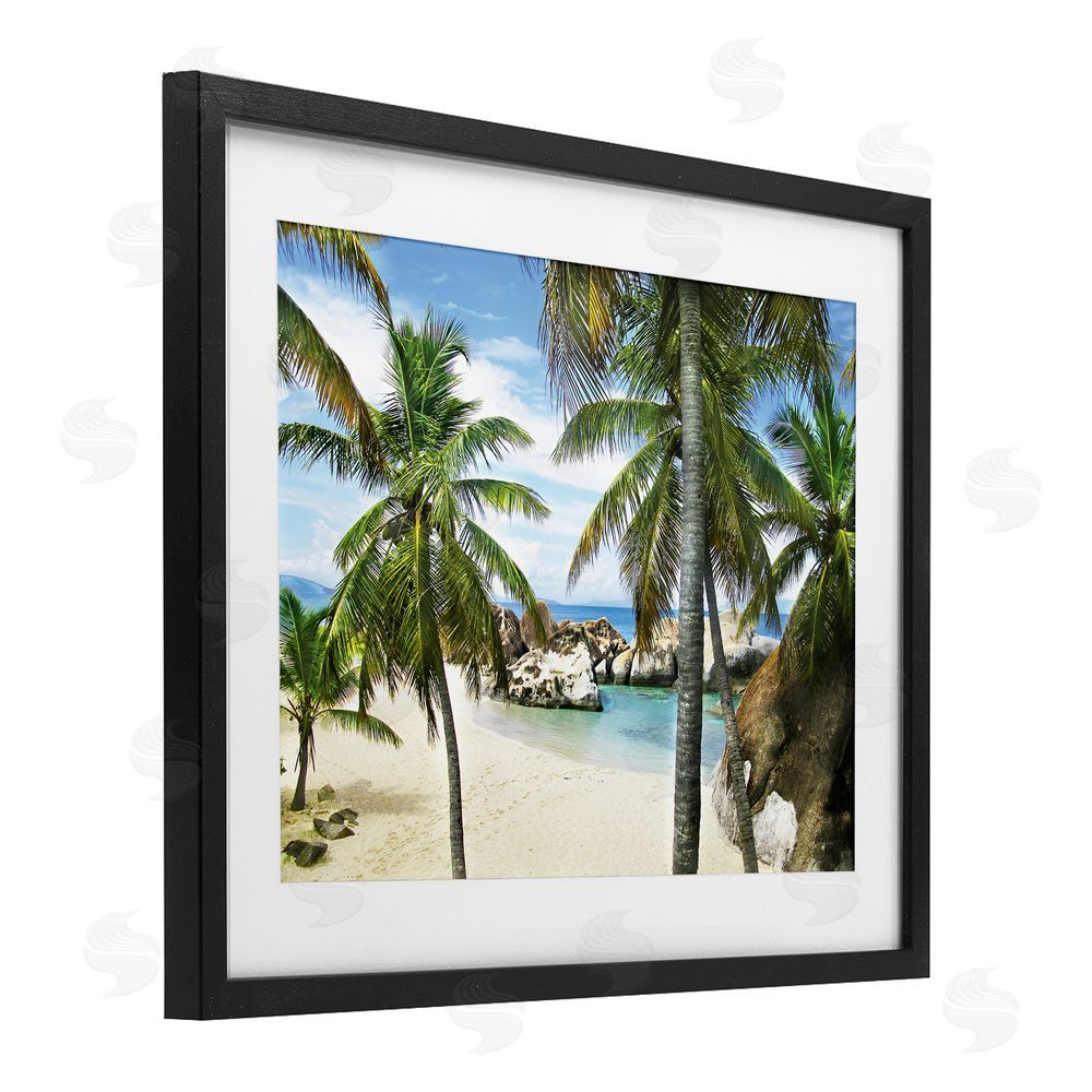 Seven Trees Design Spring Bay Hidden Cove Black Framed Print Under Glass with White Mat Wall Art