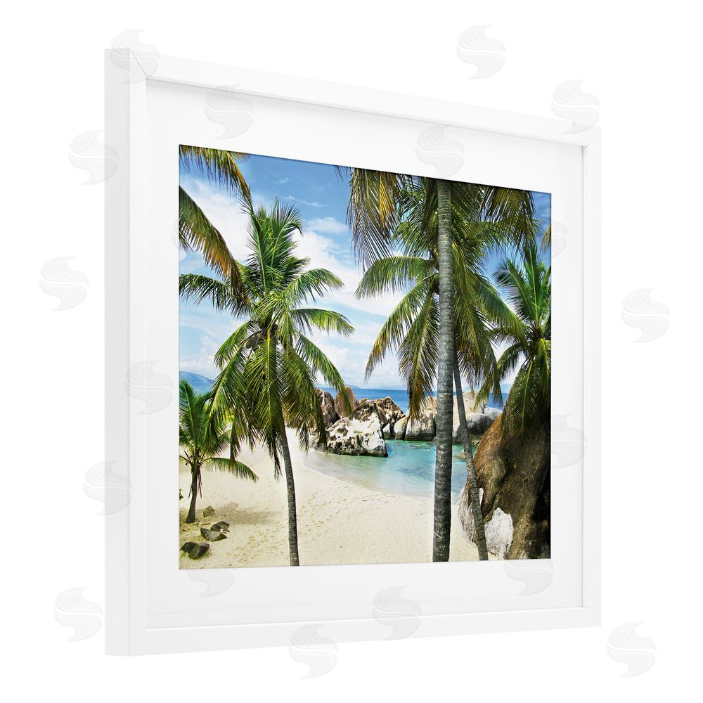 Seven Trees Design Spring Bay Hidden Cove White Framed Print Under Glass with Mat Wall Art