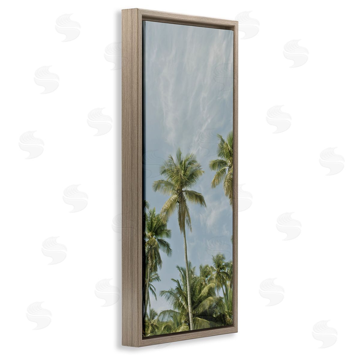 Seven Trees Design Magens Bay Beach Palms Brown Floating Frame Canvas Wall Art Print
