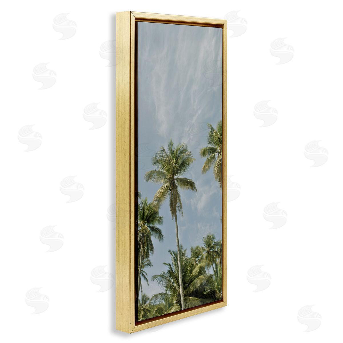 Seven Trees Design Magens Bay Beach Palms Gold Floating Frame Canvas Wall Art Print