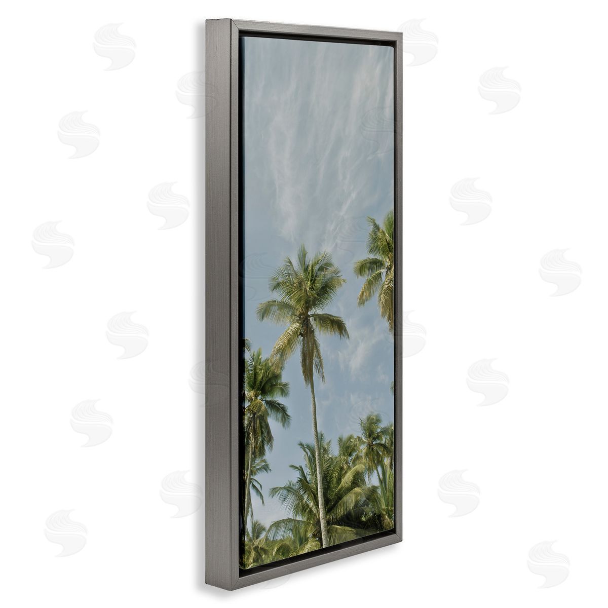 Seven Trees Design Magens Bay Beach Palms Gray Floating Frame Canvas Wall Art Print
