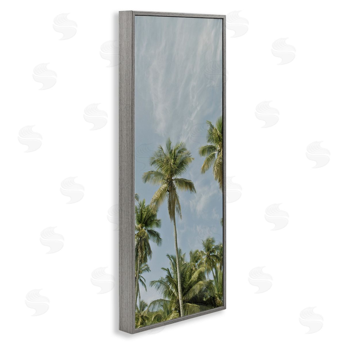 Seven Trees Design Magens Bay Beach Palms Gray Framed Giclee Wall Art Print