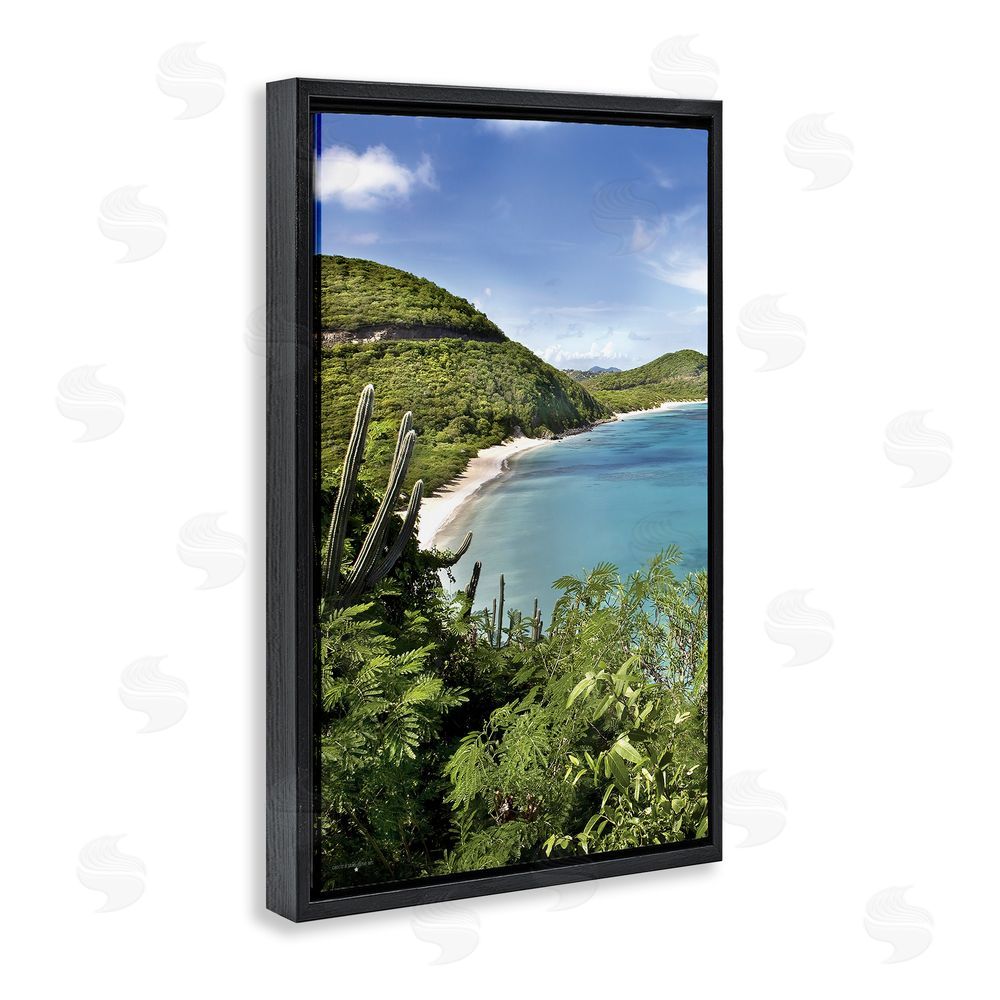 Seven Trees Design Caribbean Overlook View Black Floating Frame Canvas Wall Art Print