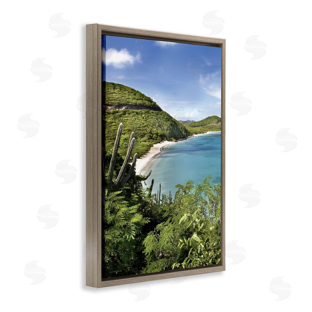 Seven Trees Design Caribbean Overlook View Brown Floating Frame Canvas Wall Art Print