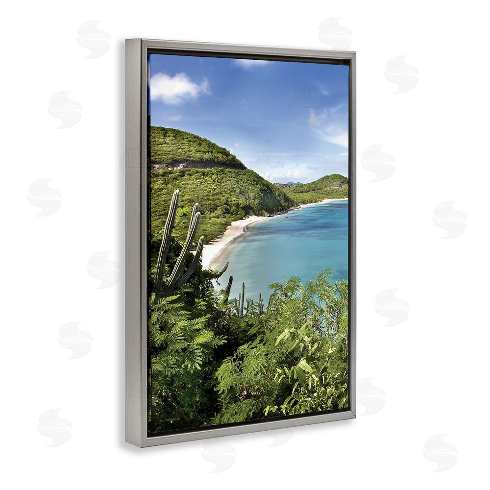 Seven Trees Design Caribbean Overlook View Gray Floating Frame Canvas Wall Art Print