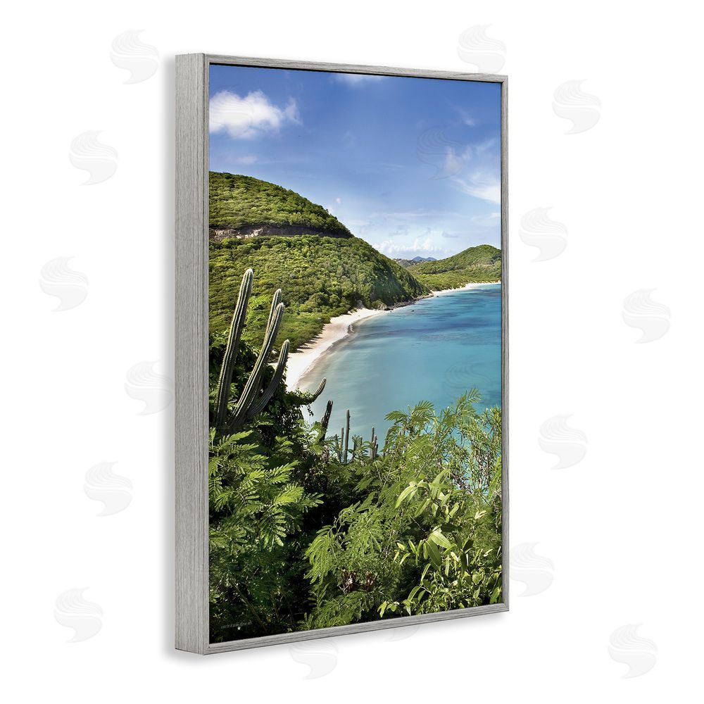 Seven Trees Design Caribbean Overlook View Gray Framed Giclee Wall Art Print