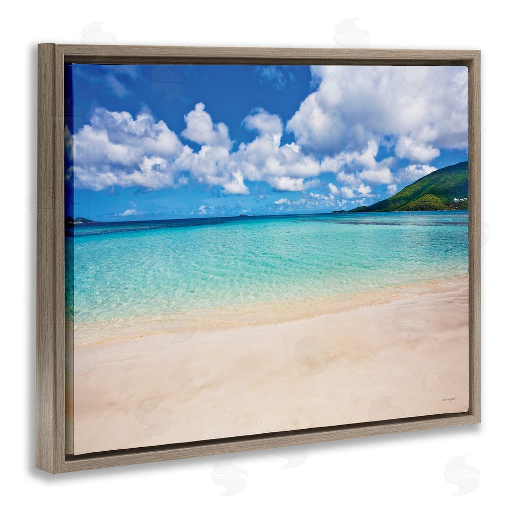 Seven Trees Design Caribbean Bay Landscape Brown Floating Frame Canvas Wall Art Print