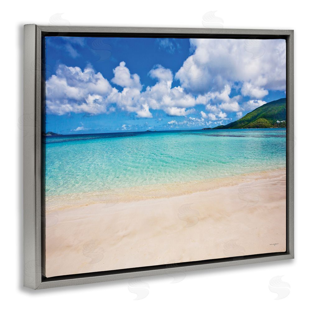 Seven Trees Design Caribbean Bay Landscape Gray Floating Frame Canvas Wall Art Print