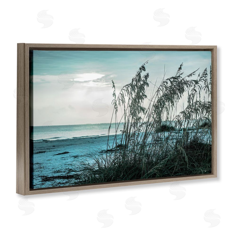 Seven Trees Design Turquoise Waters Horizon Brown Floating Frame Canvas Wall Art Print
