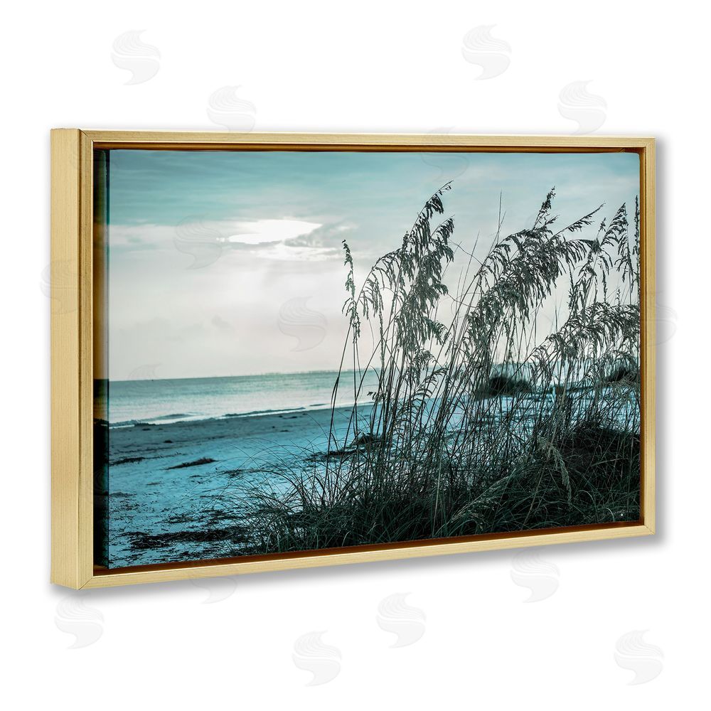 Seven Trees Design Turquoise Waters Horizon Gold Floating Frame Canvas Wall Art Print
