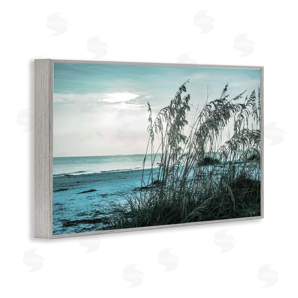 Seven Trees Design Turquoise Waters Horizon Gray Framed Giclee Wall Art Print