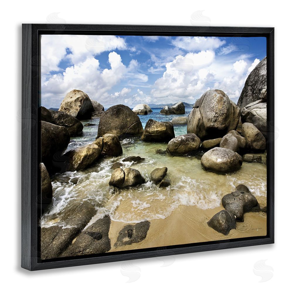 Seven Trees Design The Baths Rocky Coastline Black Floating Frame Canvas Wall Art Print