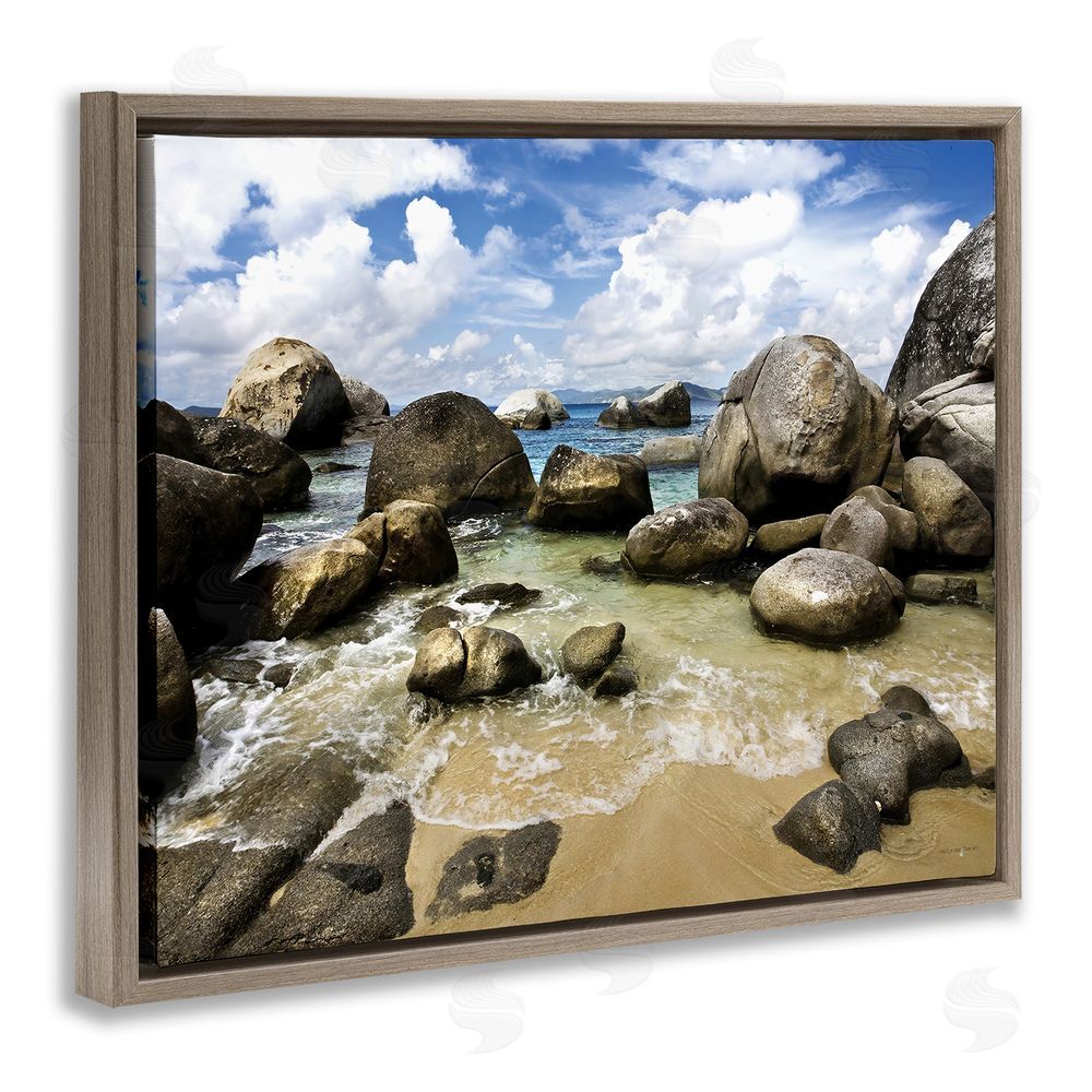 Seven Trees Design The Baths Rocky Coastline Brown Floating Frame Canvas Wall Art Print