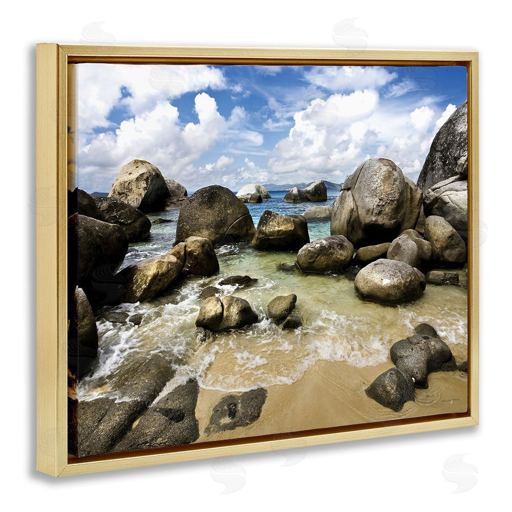 Seven Trees Design The Baths Rocky Coastline Gold Floating Frame Canvas Wall Art Print