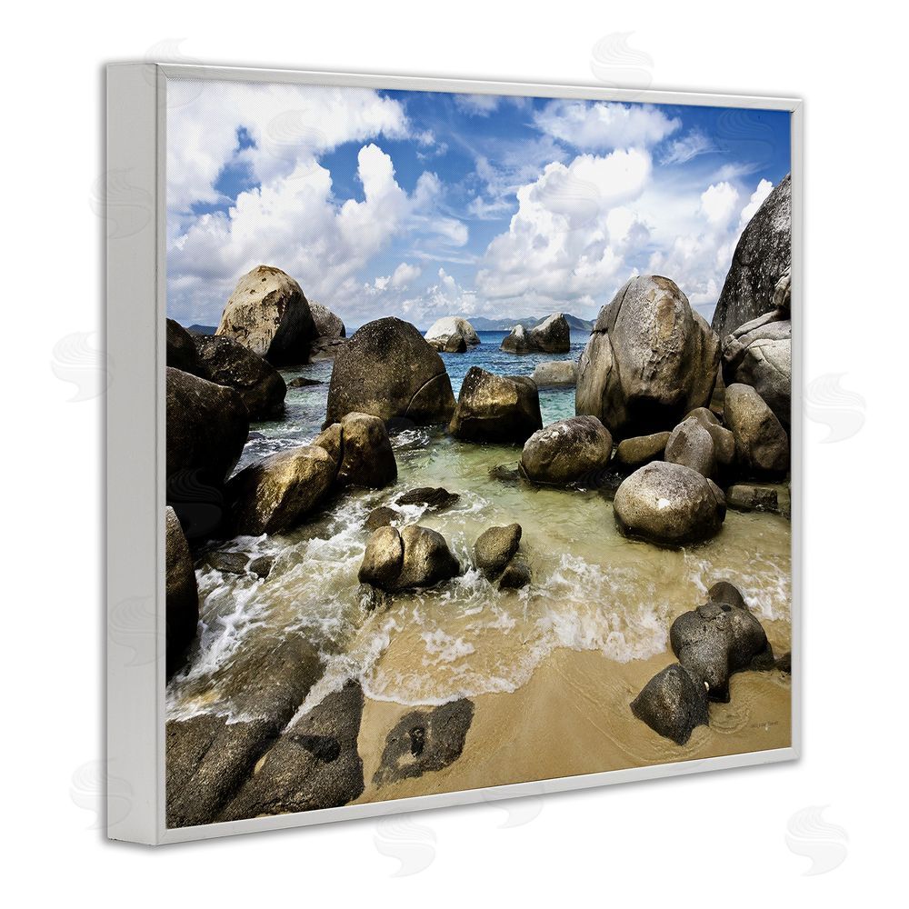 Seven Trees Design The Baths Rocky Coastline White Framed Giclee Wall Art Print