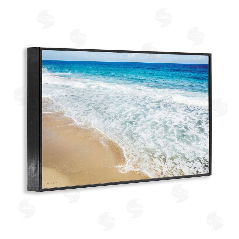 Seven Trees Design Rugged Shoreline Waves Black Framed Giclee Wall Art Print