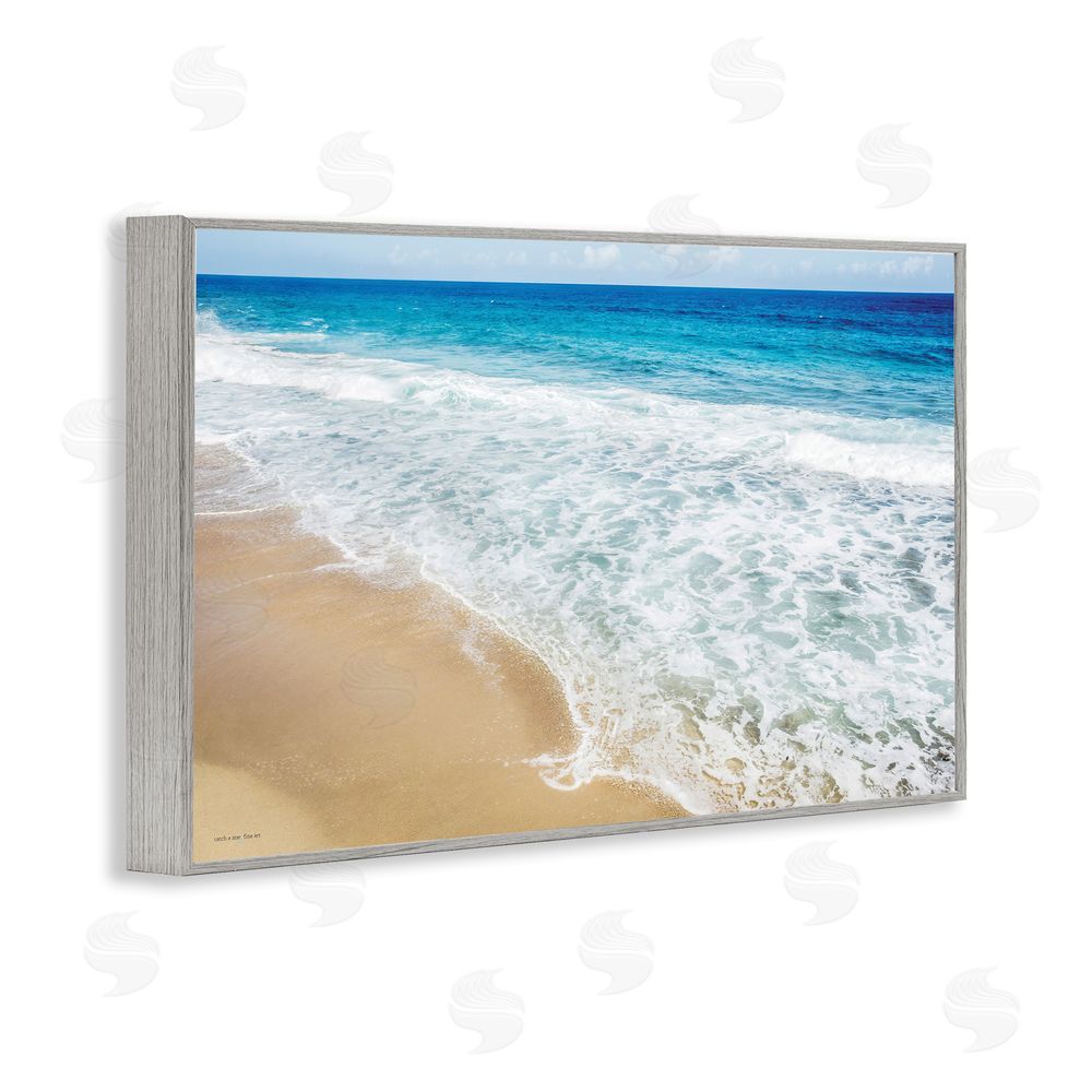 Seven Trees Design Rugged Shoreline Waves Gray Framed Giclee Wall Art Print
