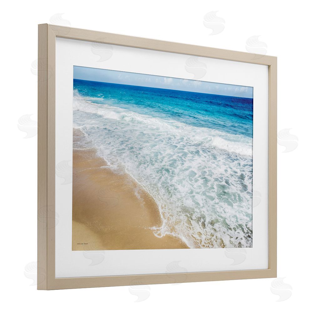 Seven Trees Design Rugged Shoreline Waves Birch Framed Print Under Glass with White Mat Wall Art
