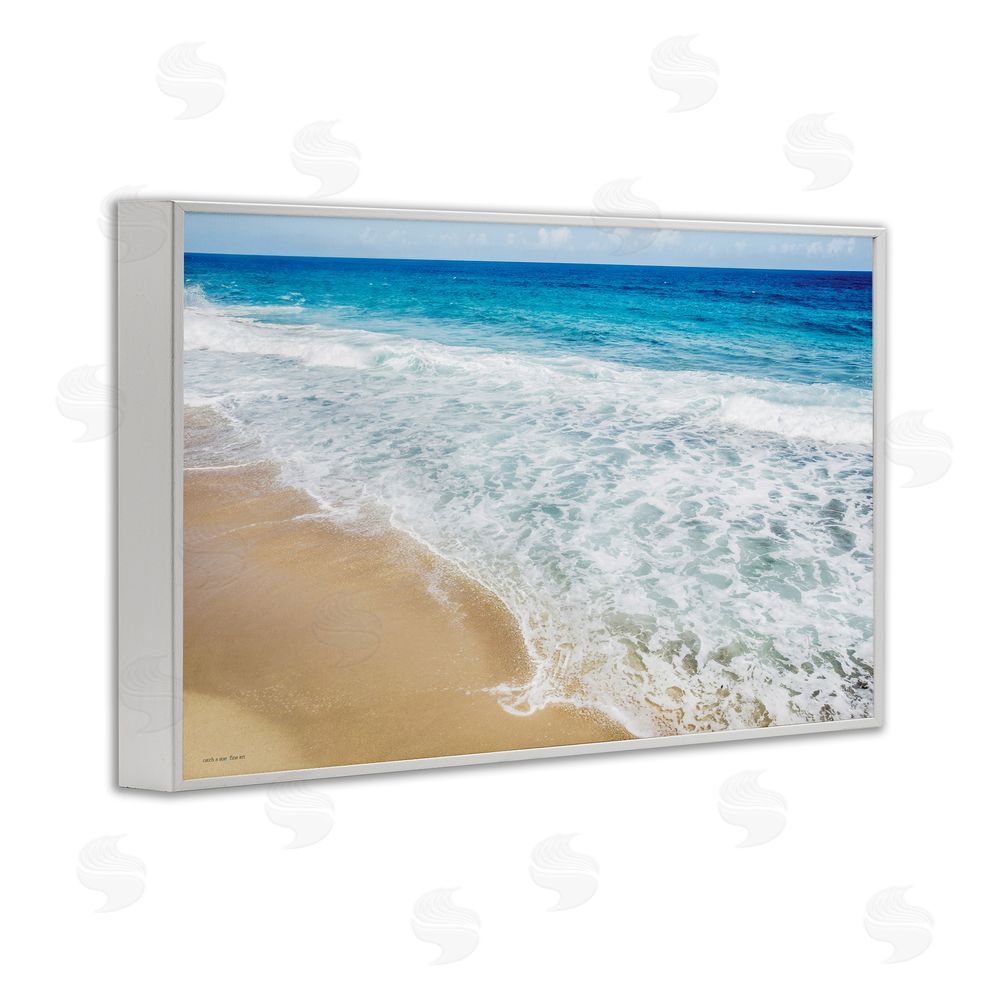 Seven Trees Design Rugged Shoreline Waves White Framed Giclee Wall Art Print
