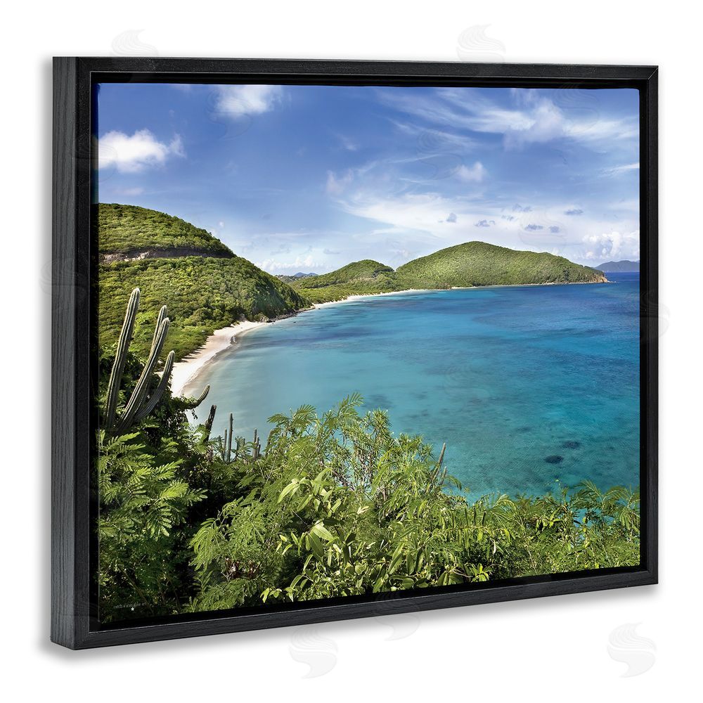 Seven Trees Design Caribbean Overlook Landscape Black Floating Frame Canvas Wall Art Print