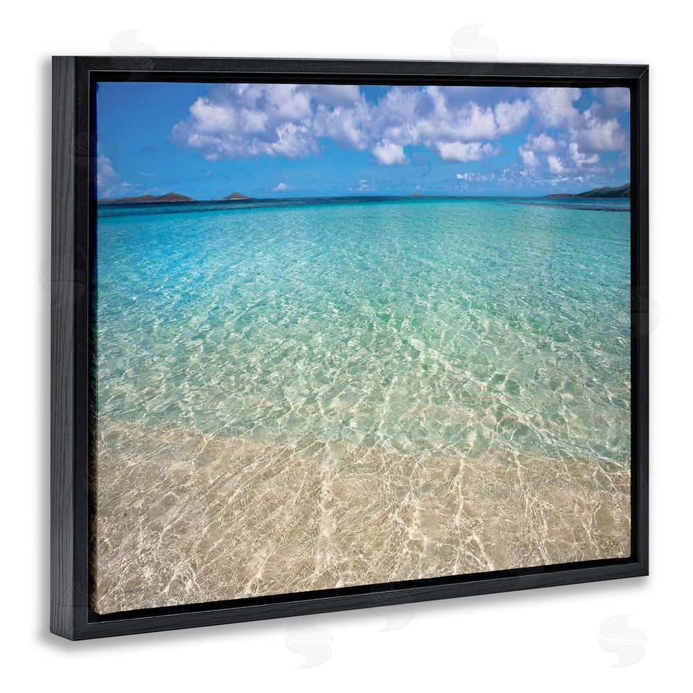 Seven Trees Design Clear Caribbean Beach Waters Black Floating Frame Canvas Wall Art Print