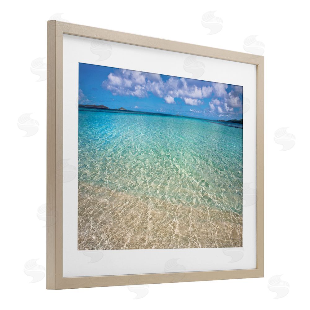 Seven Trees Design Clear Caribbean Beach Waters Birch Framed Print Under Glass with White Mat Wall Art