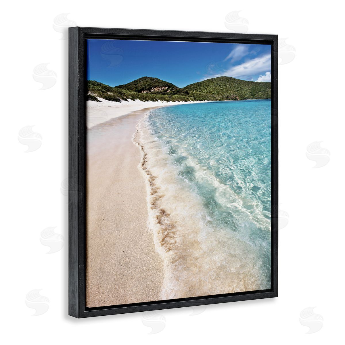 Seven Trees Design Caribbean Beach Coast Black Floating Frame Canvas Wall Art Print