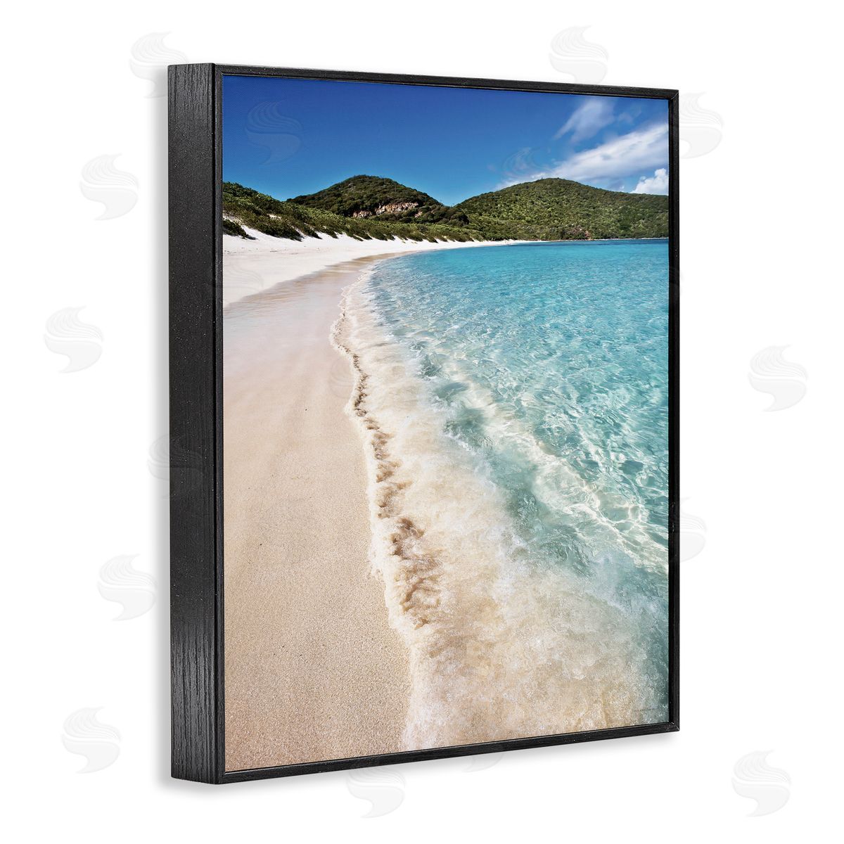 Seven Trees Design Caribbean Beach Coast Black Framed Giclee Wall Art Print