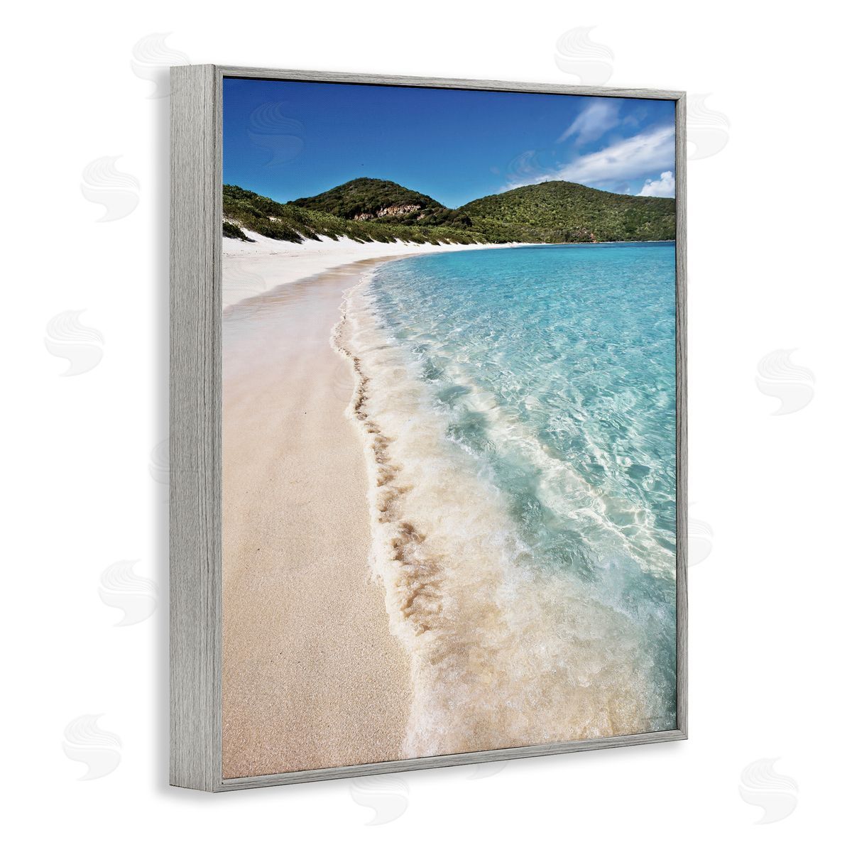 Seven Trees Design Caribbean Beach Coast Gray Framed Giclee Wall Art Print