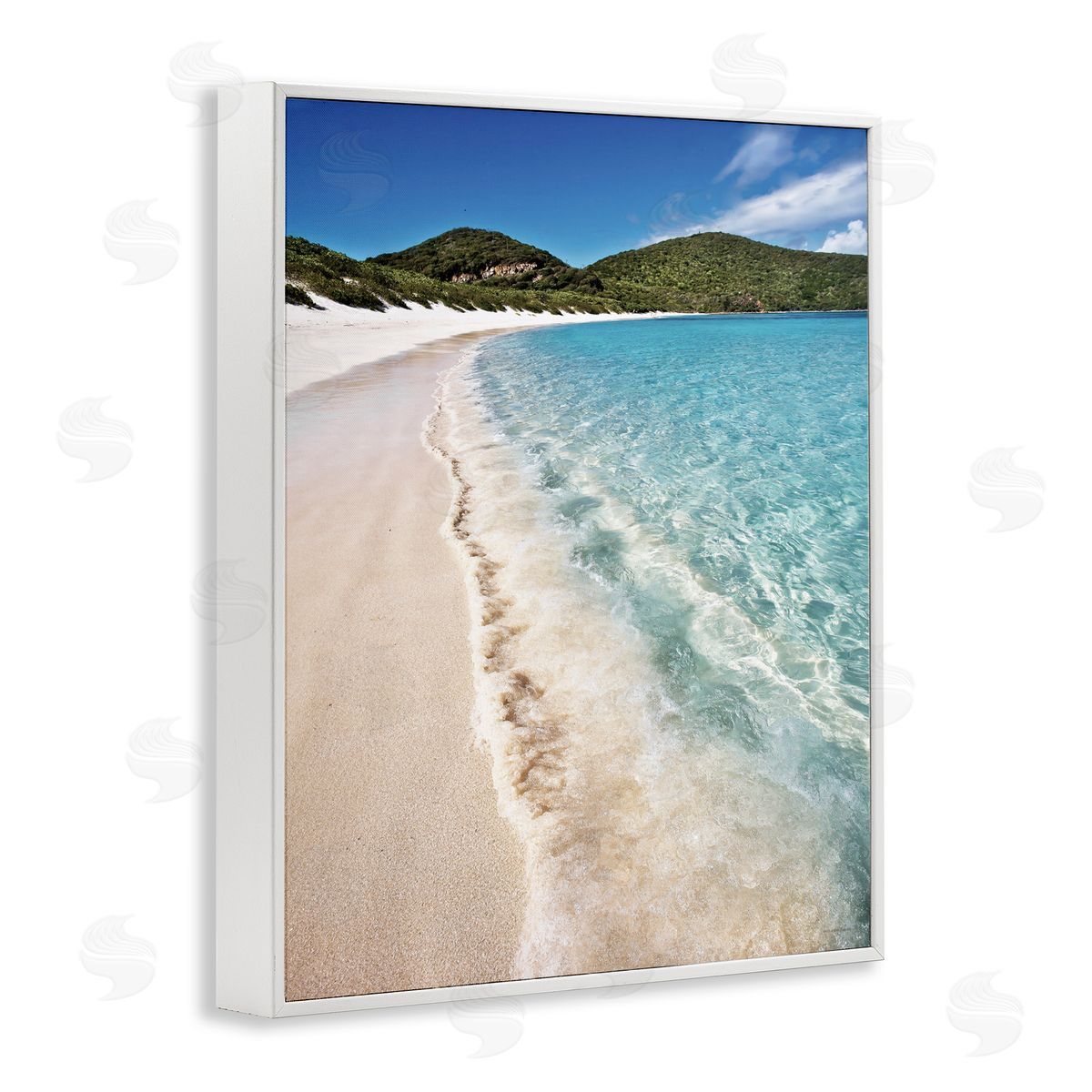 Seven Trees Design Caribbean Beach Coast White Framed Giclee Wall Art Print