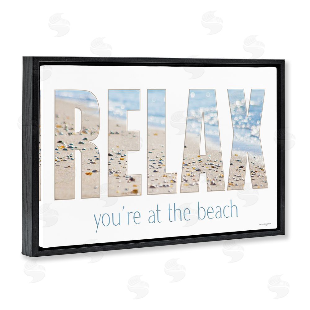 Seven Trees Design Relax You're At The Beach Black Floating Frame Canvas Wall Art Print