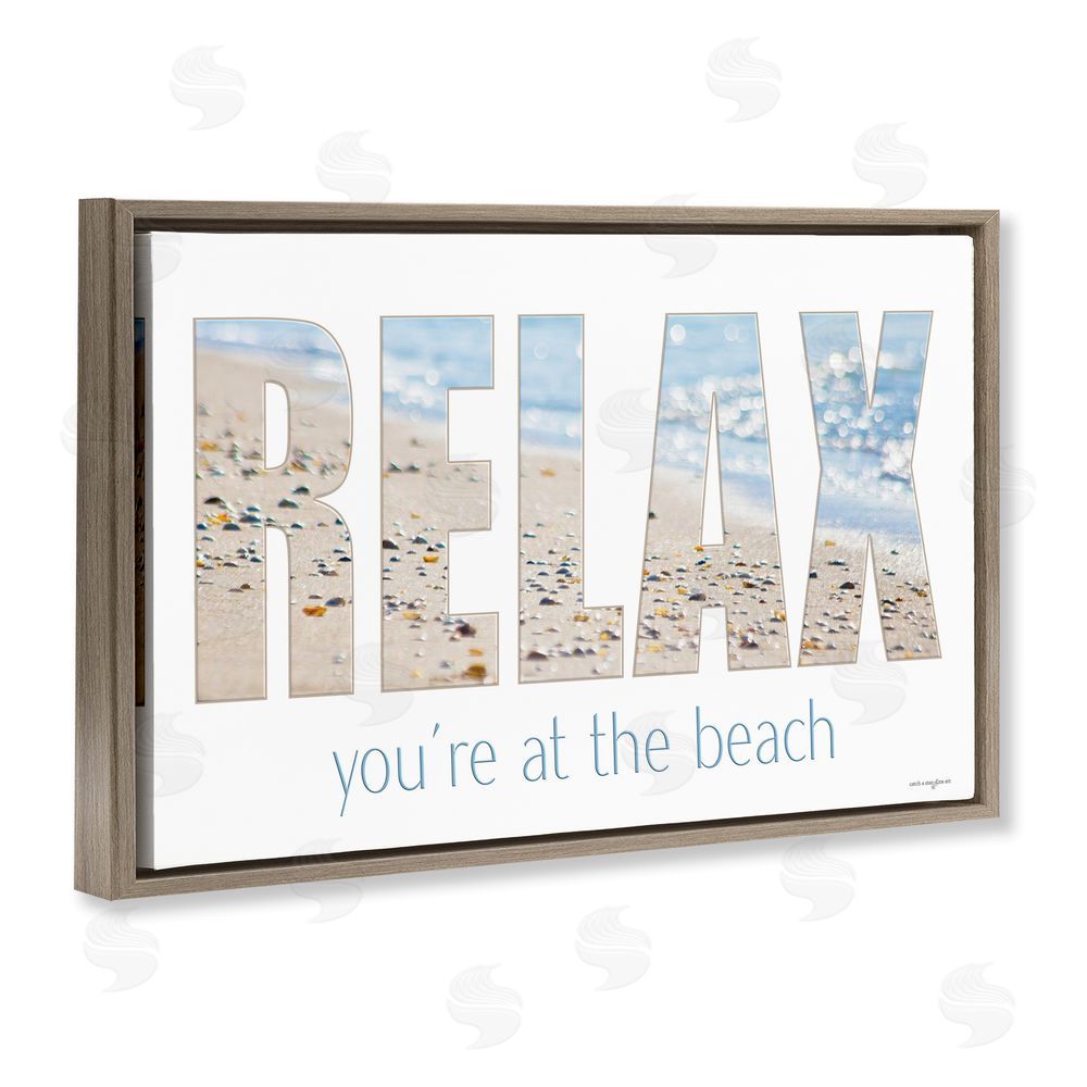 Seven Trees Design Relax You're At The Beach Brown Floating Frame Canvas Wall Art Print