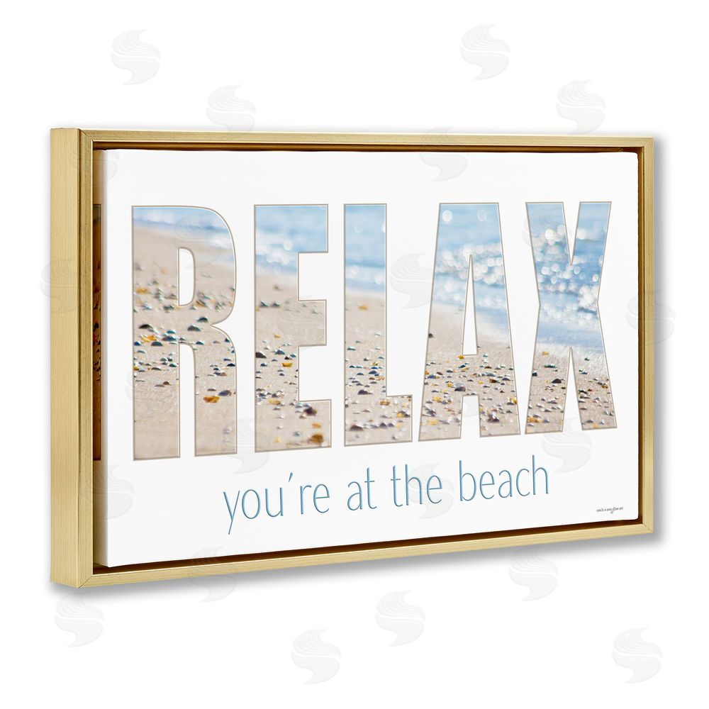 Seven Trees Design Relax You're At The Beach Gold Floating Frame Canvas Wall Art Print